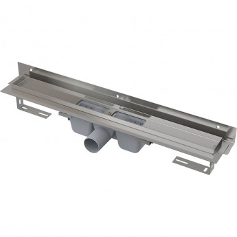 Водоотводящий желоб ALCAPLAST APZ4S-950 FLEXIBLE для перфорированной решетки с регулируемым краем, к стене, горизонтальный сток Водоотводящий желоб ALCAPLAST APZ4S-950 FLEXIBLE для перфорированной решетки с регулируемым краем, к стене, горизонтальный сток