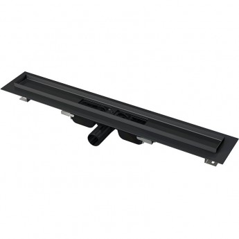 Водоотводящий желоб ALCAPLAST APZ101BLACK-950 с порогами для перфорированной решетки, черный матовый, низкий, горизонтальный сток